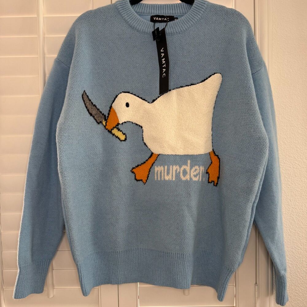 Vamtac NWT Blue Murder Goose Knife Graphic Oversized Knit Sweater M